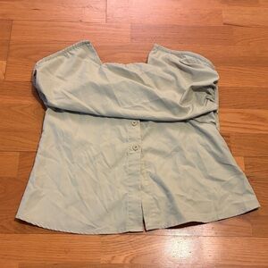 PrettyLittleThing Off-Shoulder Blouse in Light Sage